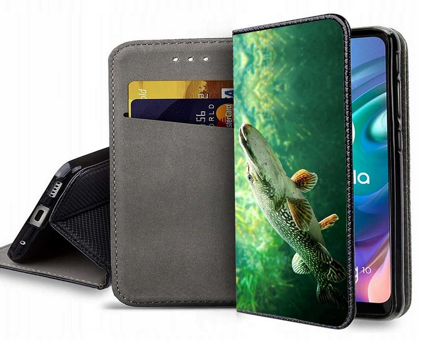 Etui zamykane z motywem wędkarskim dla telefonów Samsung Huawei Xiaomi