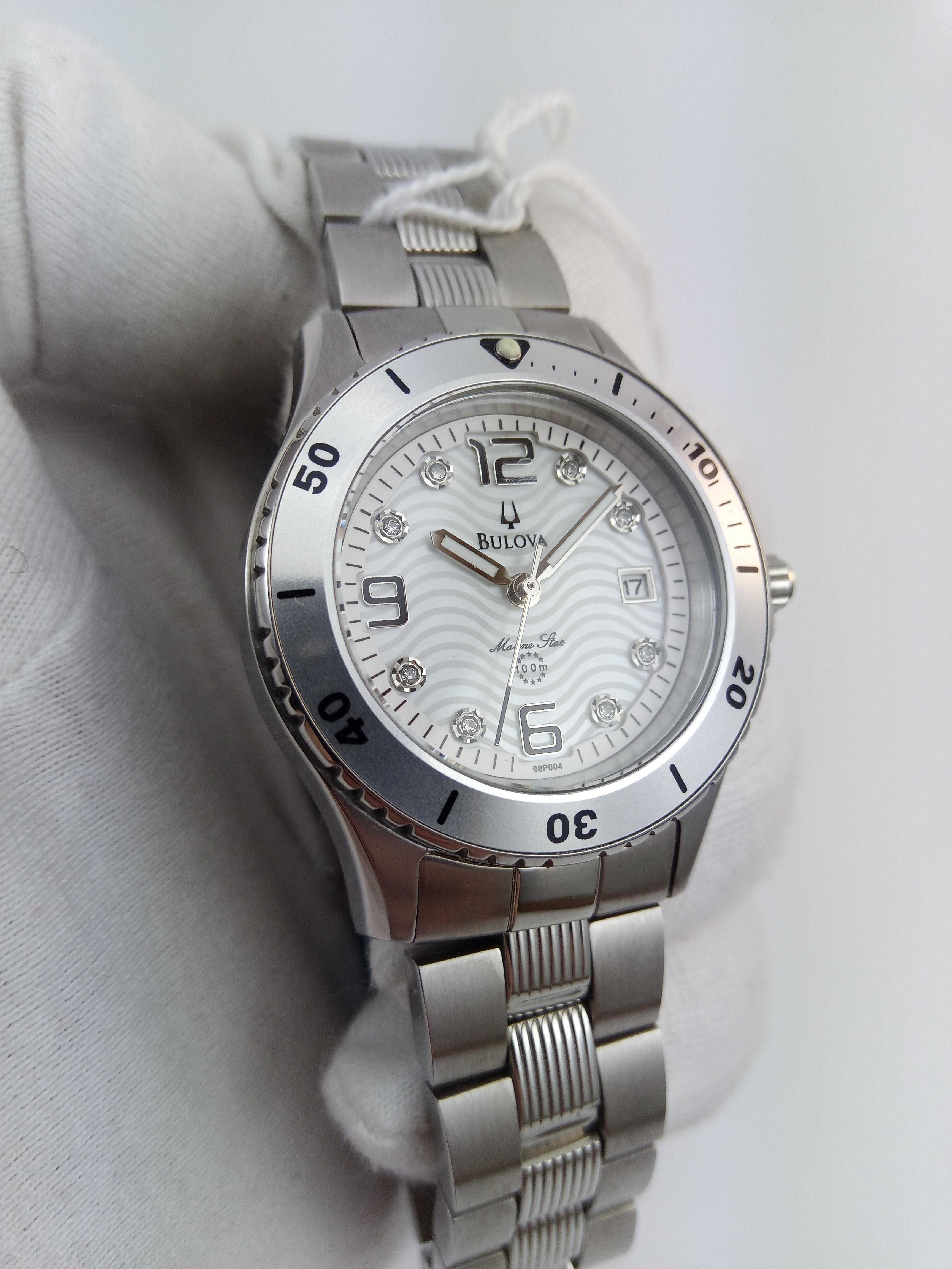 Шикарные женские часы с бриллиантами Bulova MARINE STAR 98P004 морские