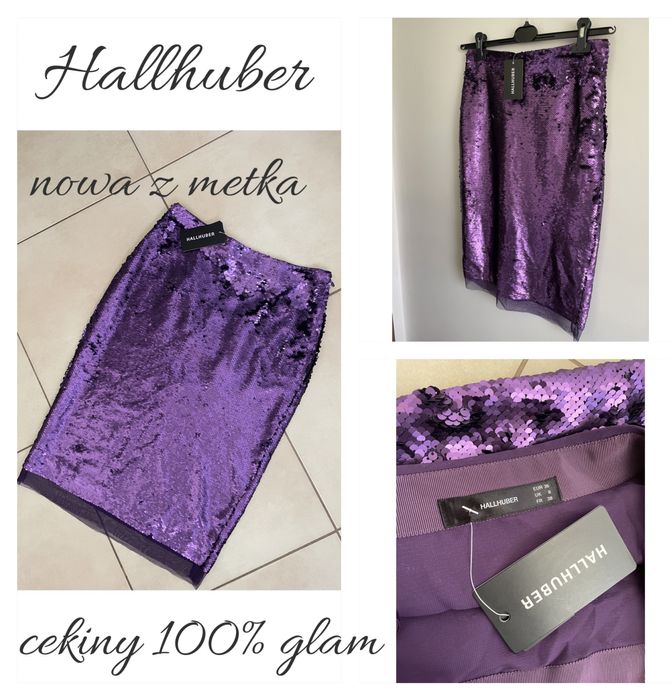 Hallhuber Nowa cekinowa spódnica ołówkowa Glamour