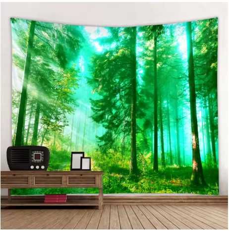 Grande tapeçaria de parede impressa, floresta encantada, barato