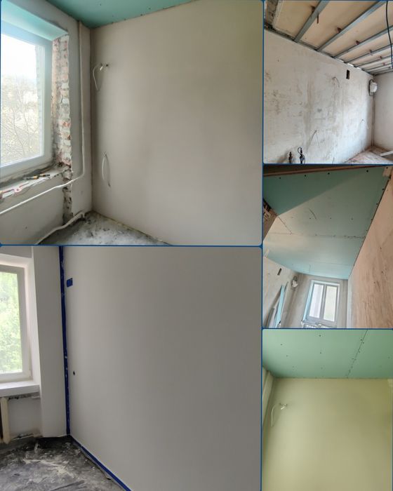 Штукатурка. Гіпсокартон. Шпаклівка стін. Малярні роботи.