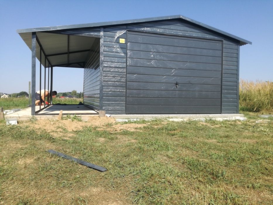 Blaszak, garaż blaszany, garaże z wiatą 4x5 +wiata  ROZMIARY- PROMOCJA