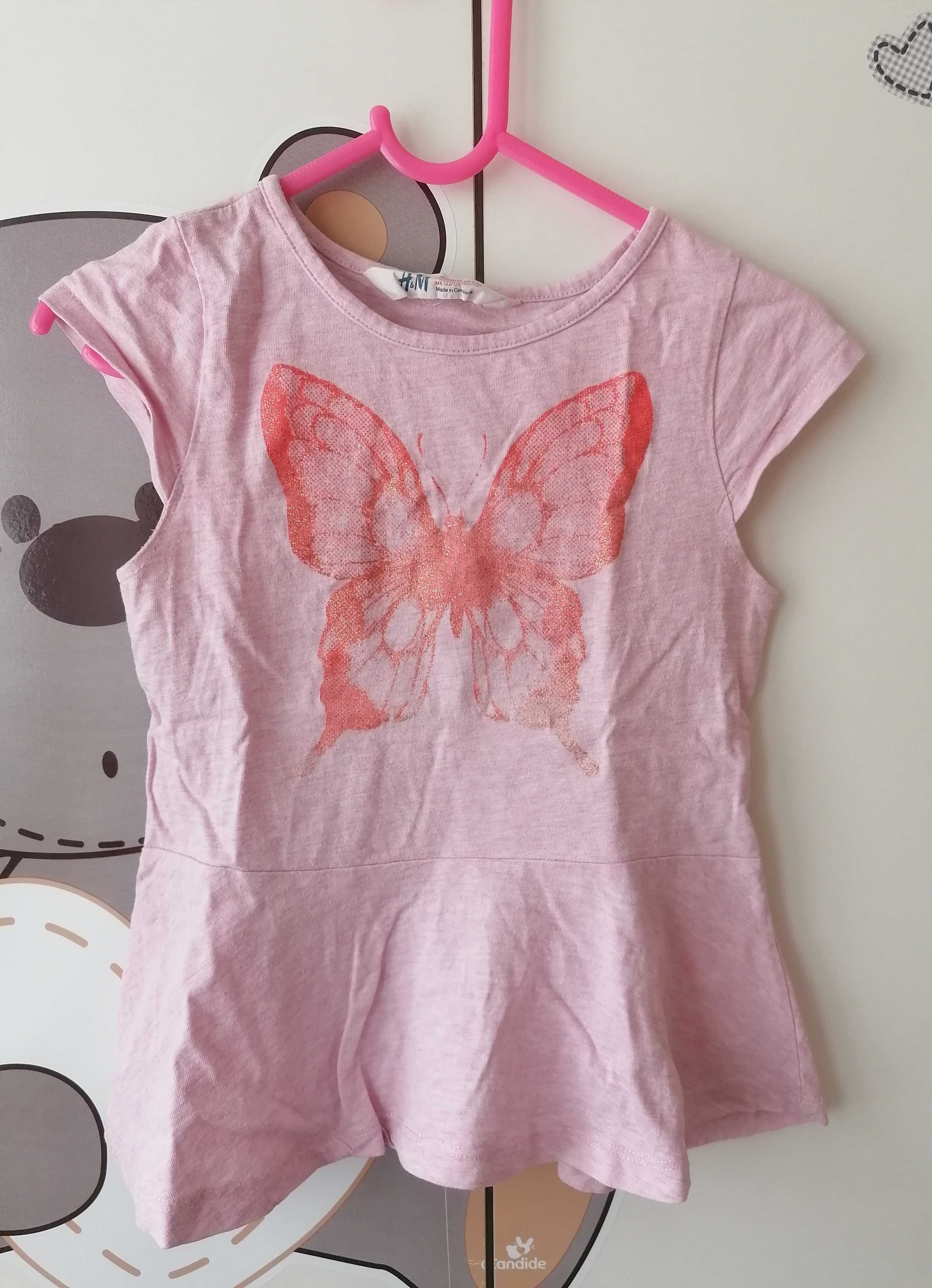 Bluzka z motylem H&M rozmiar 122-128