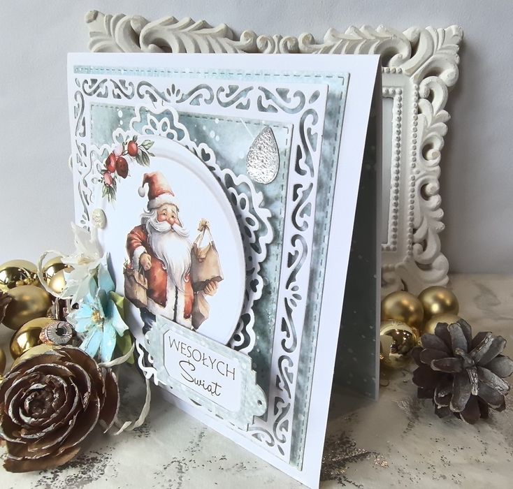 Kartka bożonarodzeniowa wykonana ręcznie w pudełku