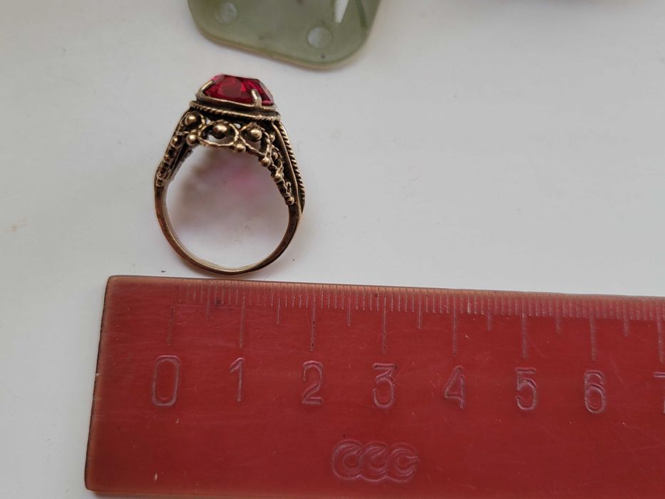 Винтажное кольцо серебро 875 позолота проба 8ХЮ камень турмалин