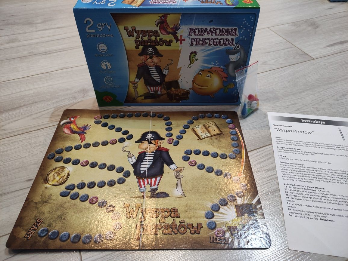 2x gra planszowa wyspa piratów+ podwodna przygoda Alexander