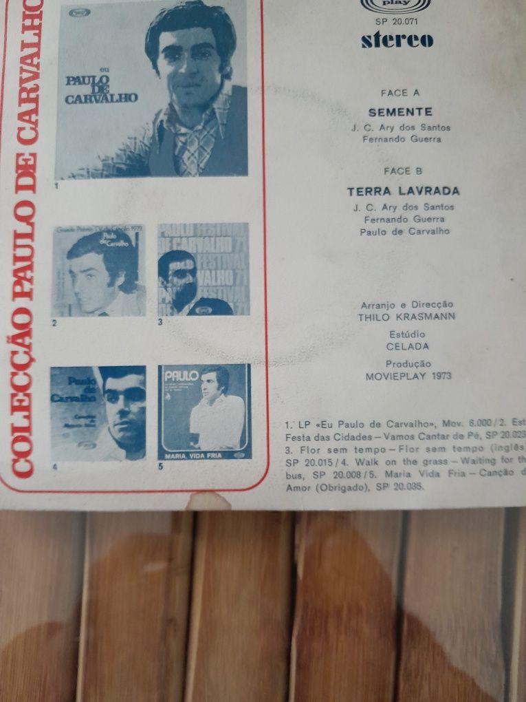 Vinil "Semente" Grande Premio TV da Canção  de 1973 /Paulo de Carvalho