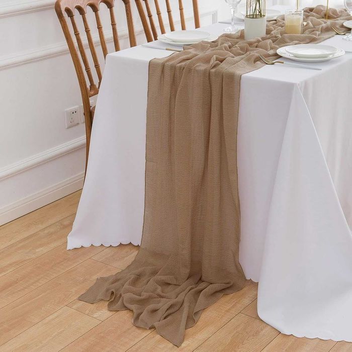 AOKSUNOVA bieżnik z gazy brązowy weselny tkanina dekoracyjna 3mx80cm