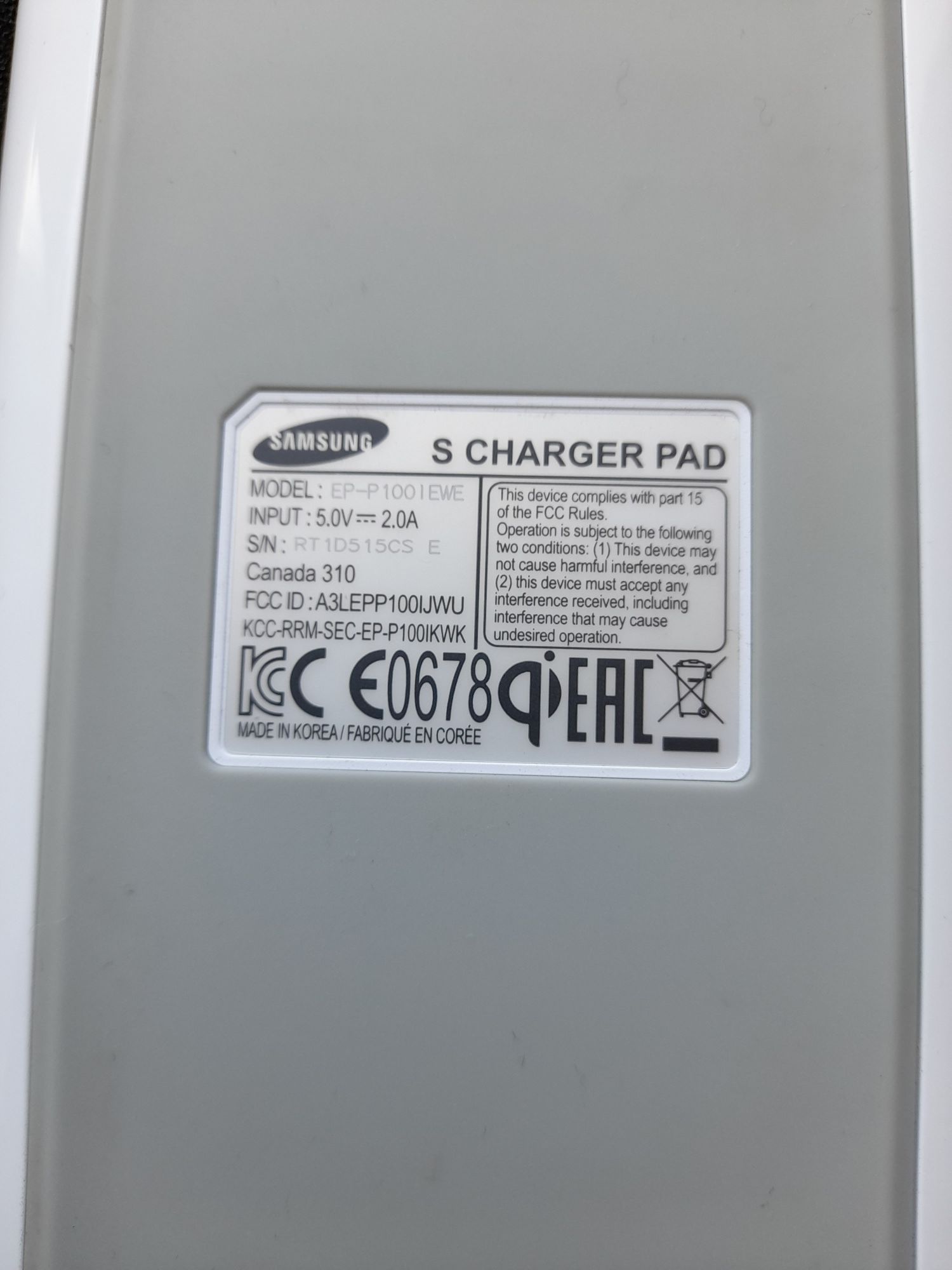 Беспроводная зарядка Samsung S Charger Pad 5v 2a