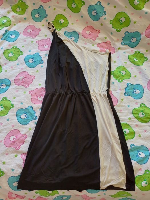 Czarno-biała sukienka na jedno ramię M 38 Kocca vintage