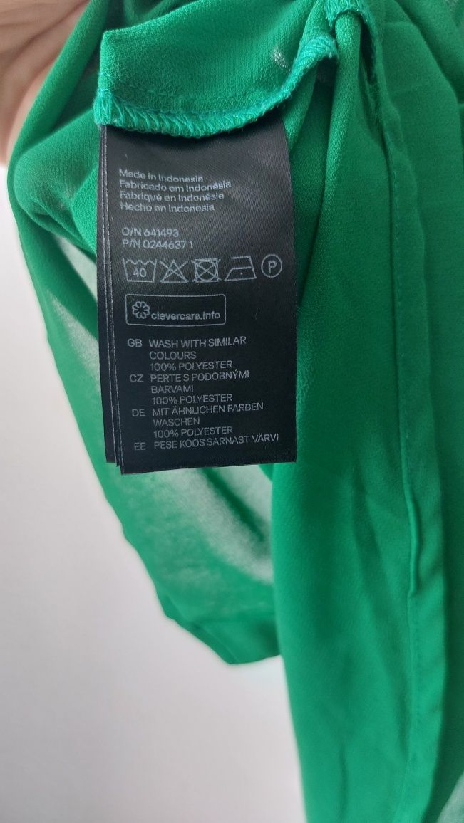Zielona przezroczysta bluzka bez rękawów H&M rozmiar 38