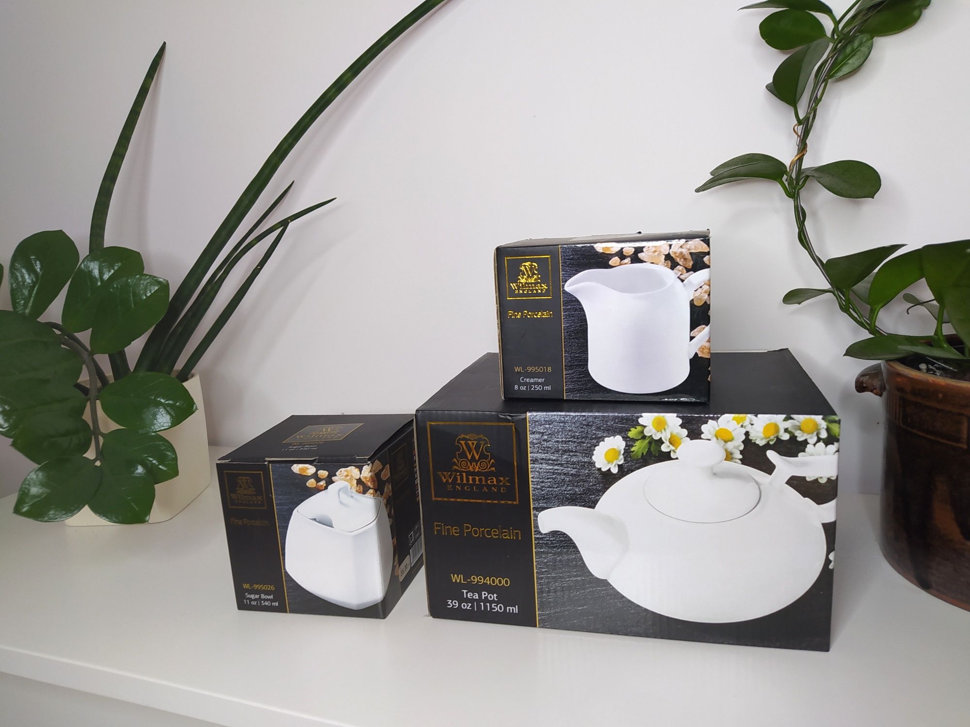 Zestaw porcelanowy, Imbryk, dzbanek do herbaty, na mleko, cukiernia