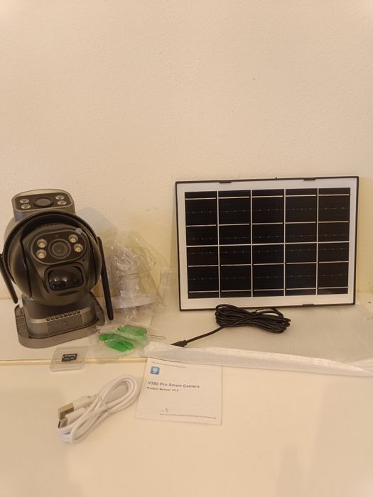 Kamera Solarna Zewnętrzna kamera dwa obiektywy 4K HD 8MP Karta SIM 4G