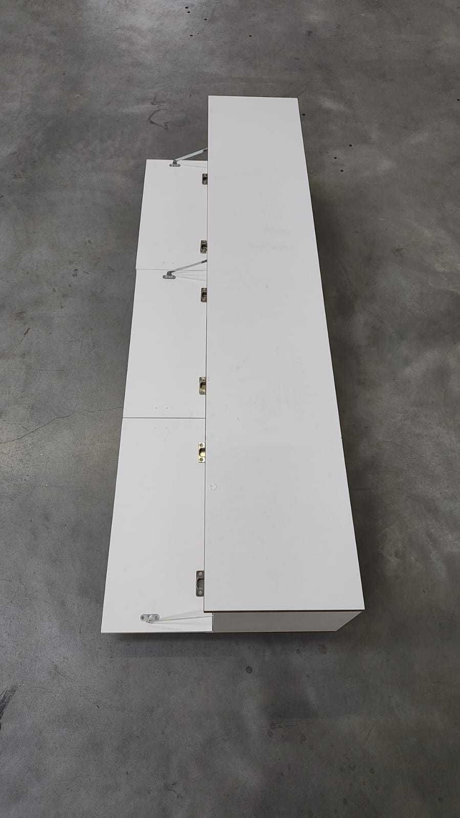 Szafka RTV - 175 cm, biała + złote dodatki,  nóżki