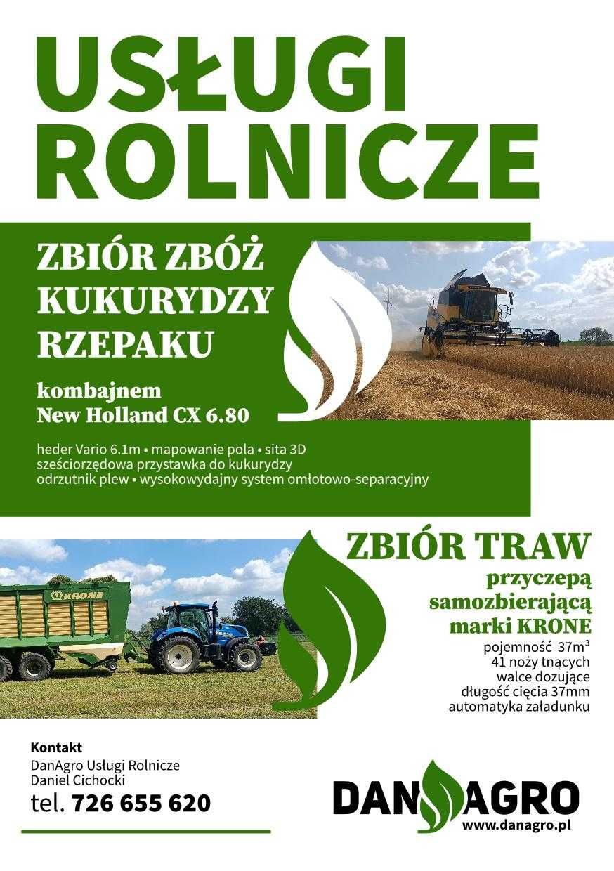 Zbiór TRAW, Zbóż, Rzepaku, Kukurydzy na ziarno, transport