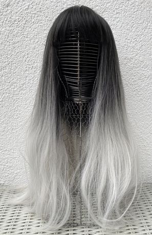 Włosy doczepiane, peruka, czarny / popiel / ombre ( 383 )