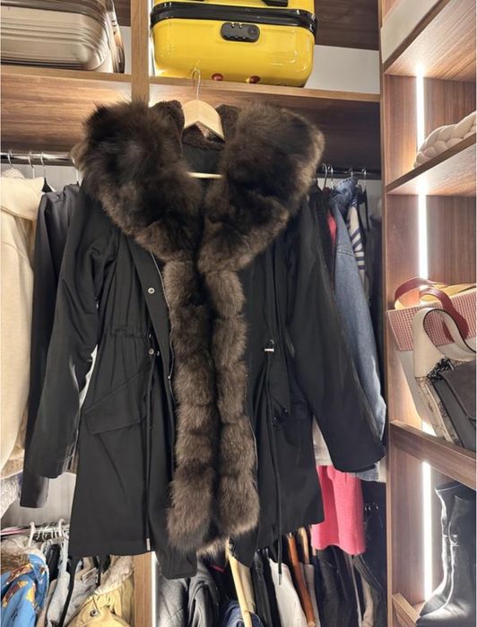 Парка зимова з натуральним хутром розмір XS -S - M