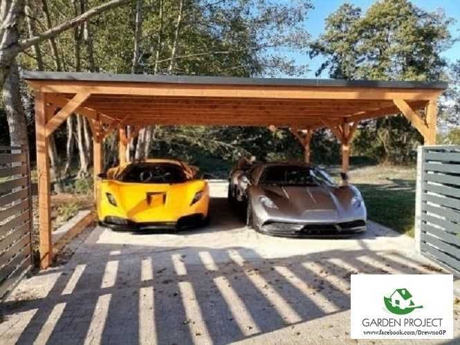 wiata carport2 płaski dach na dwa auta montaż