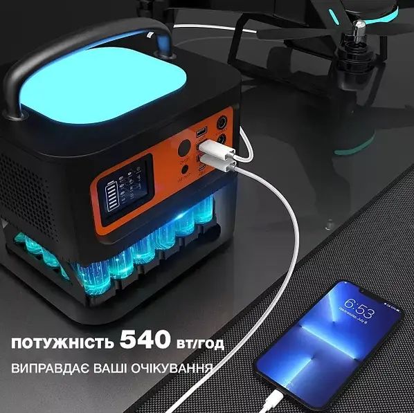 Портативна зарядна станція Tig Fox T500 Ємність 540 Вт·год