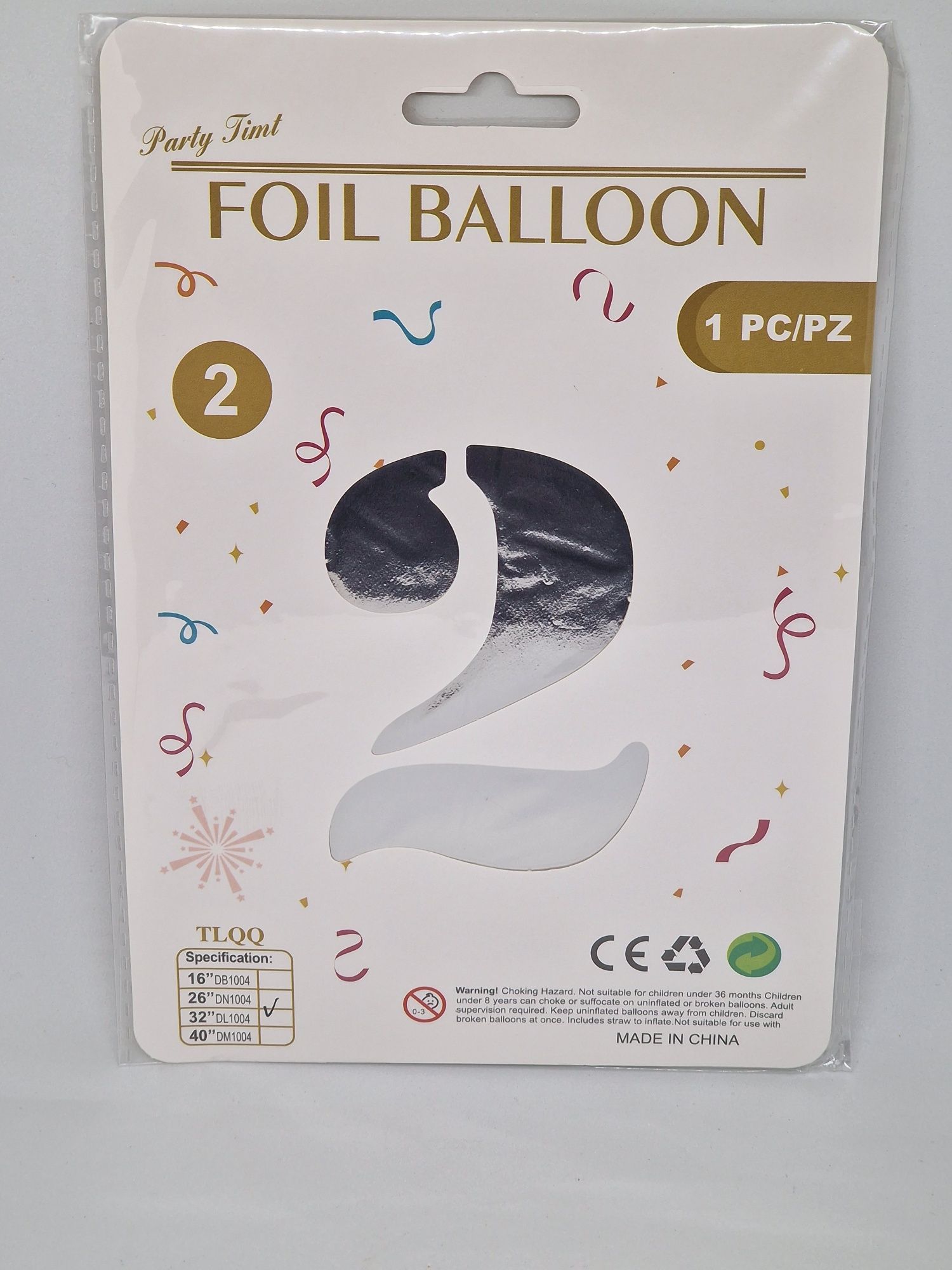 Balon urodzinowy Balon cyfra srebrna 2