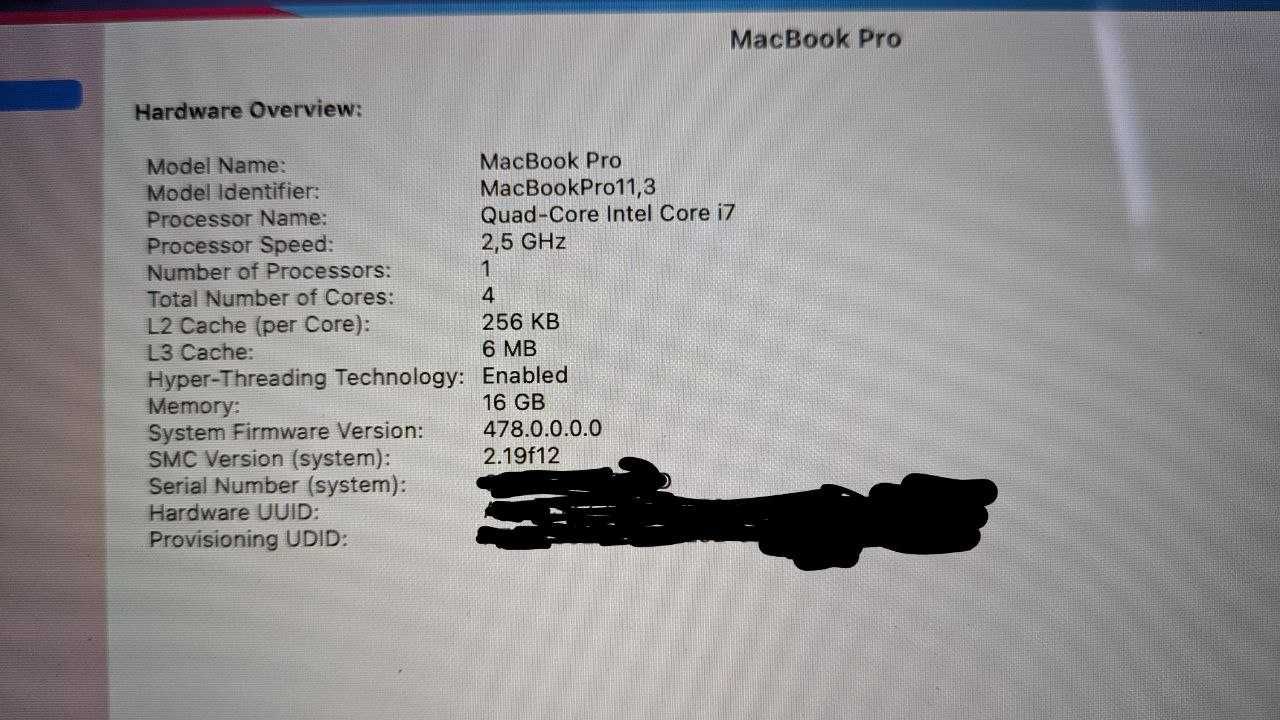 Macbook Pro 15 Mid 2014 A1398 16 GB 256 GB NVIDIA GeForce GT 750M