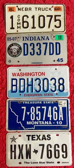 Американские квадратные номера 5 штук набором (USA license plate)