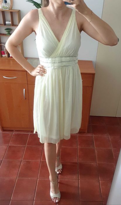 Nowa sukienka M 38 kopertowa żółta ciążowa komunia chrzciny wesele