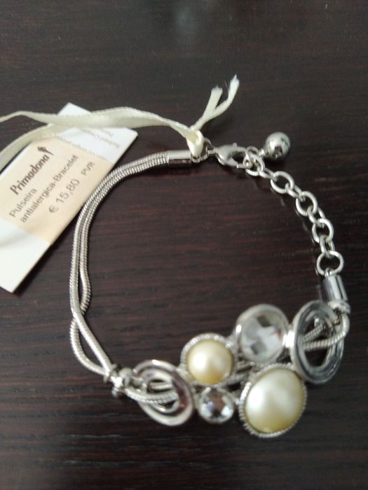 Pulseira prateada anti-alérgica, elegante - Primadona - Nova!