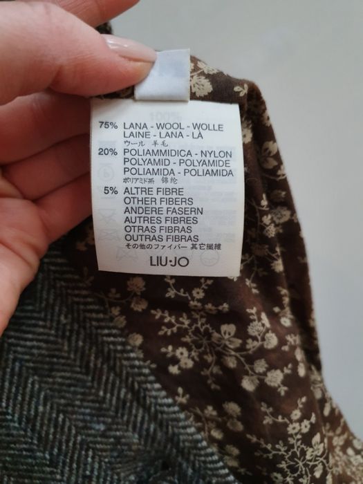 Płaszcz wełniany Liu Jo w jodełkę vintage 36 38