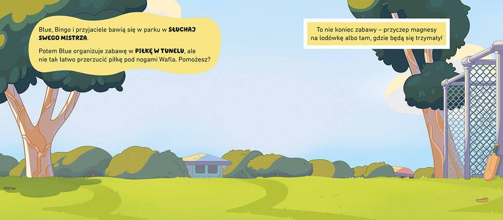 Pobawmy się na dworze! Bluey -książka z magnesami nowa