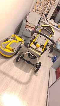 Wózek Bebetto Luca s-line 3w1 żółto-szary gondola spacerówka + torba