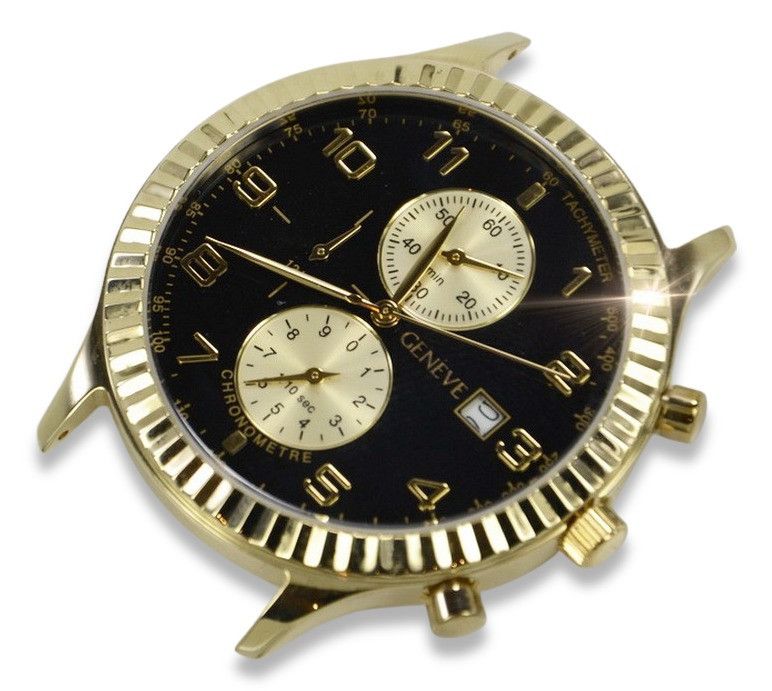 Złoty zegarek męski 14k 585 z żółtego złota Geneve mw007y Ł