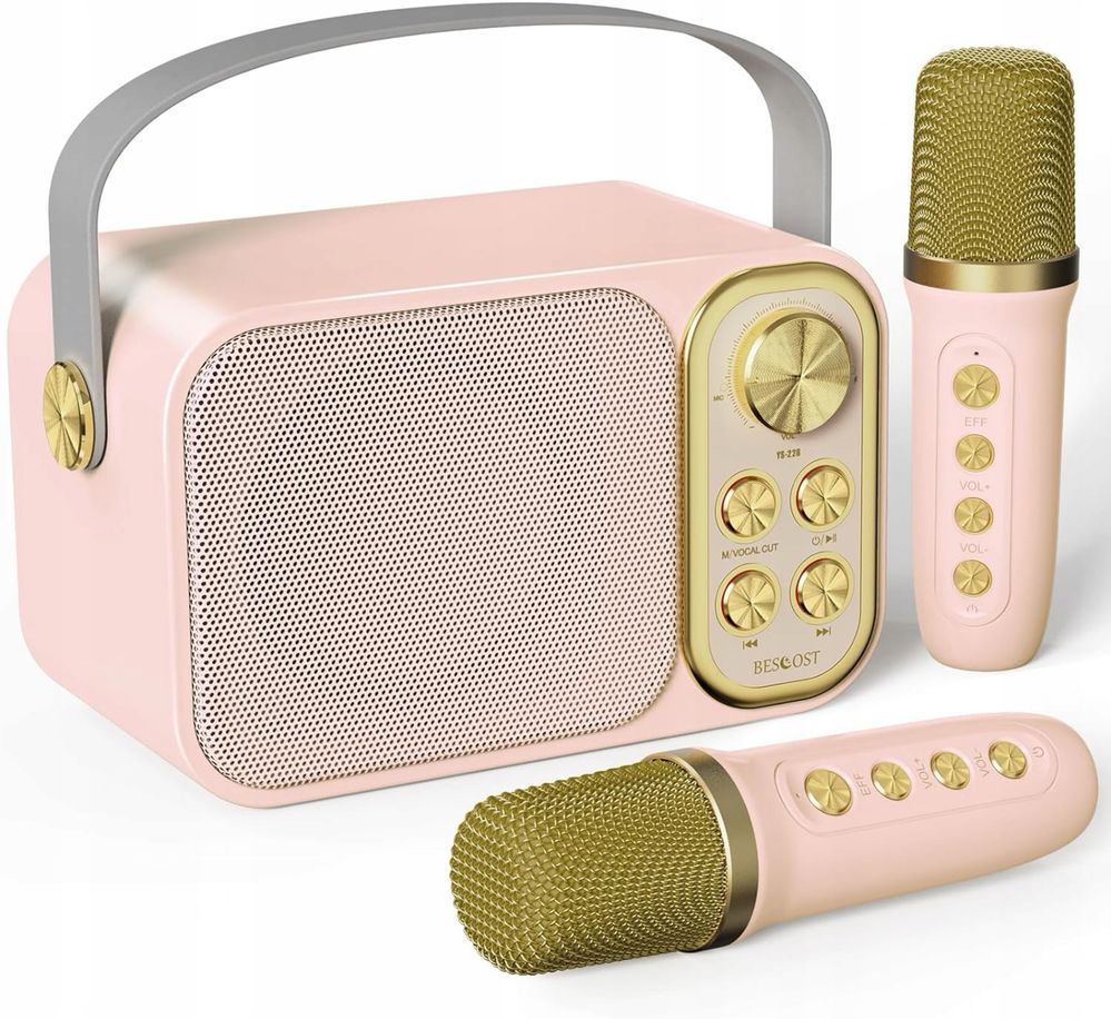 Głośnik przenośny karaoke Bescost 2 mikrofony bluetoothe