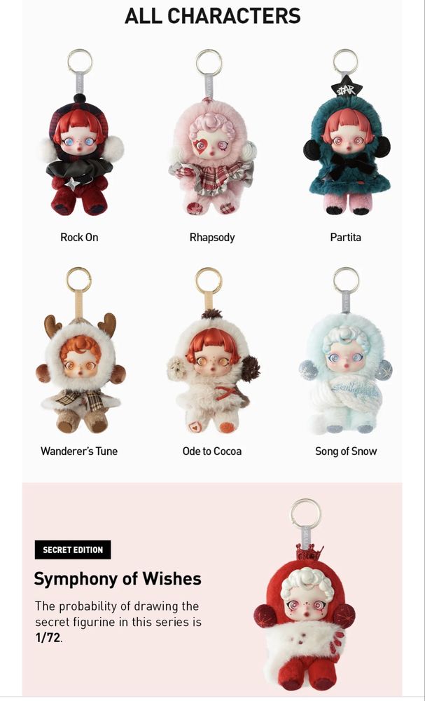 Pop Mart SKULLPANDA Winter Symphony Series Plush. Labubu