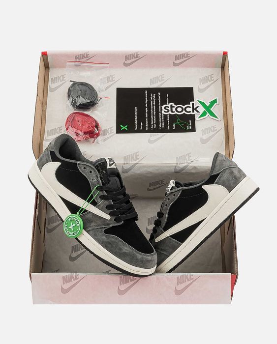 Мужские кроссовки Nike Air Jordan 1 Retro Low Travis Scott Silver