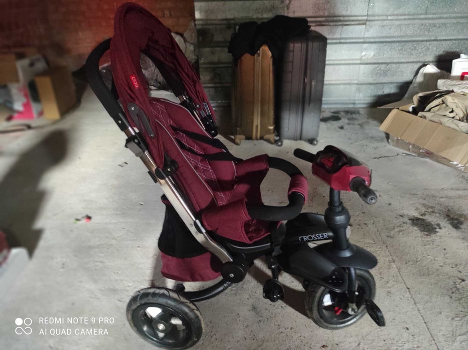 Дитячий триколісний велосипед коляска CROSSER T-350 ECO Бордовий