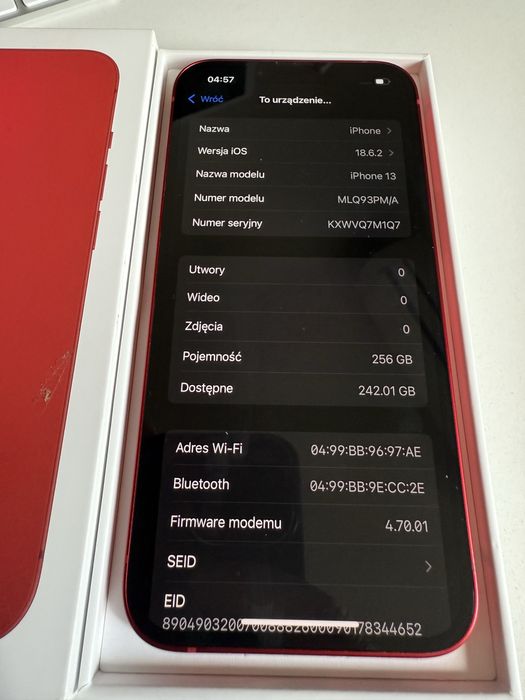 iPhone 13 256gb Red Jak Nowy Bateria 95% od nowosci