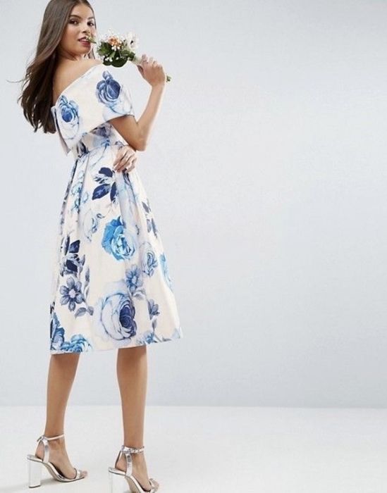 Asos sukienka na wesele hiszpanka druhna odkryte ramiona kwiaty S/M