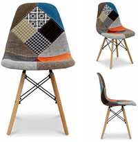 Krzesło Skandynawskie DSW Krata Patchwork Salon