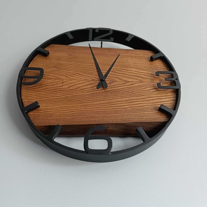 Zegar Ścienny drewniany Jesion 35 cm – stalowa obręcz, cichy mechanizm