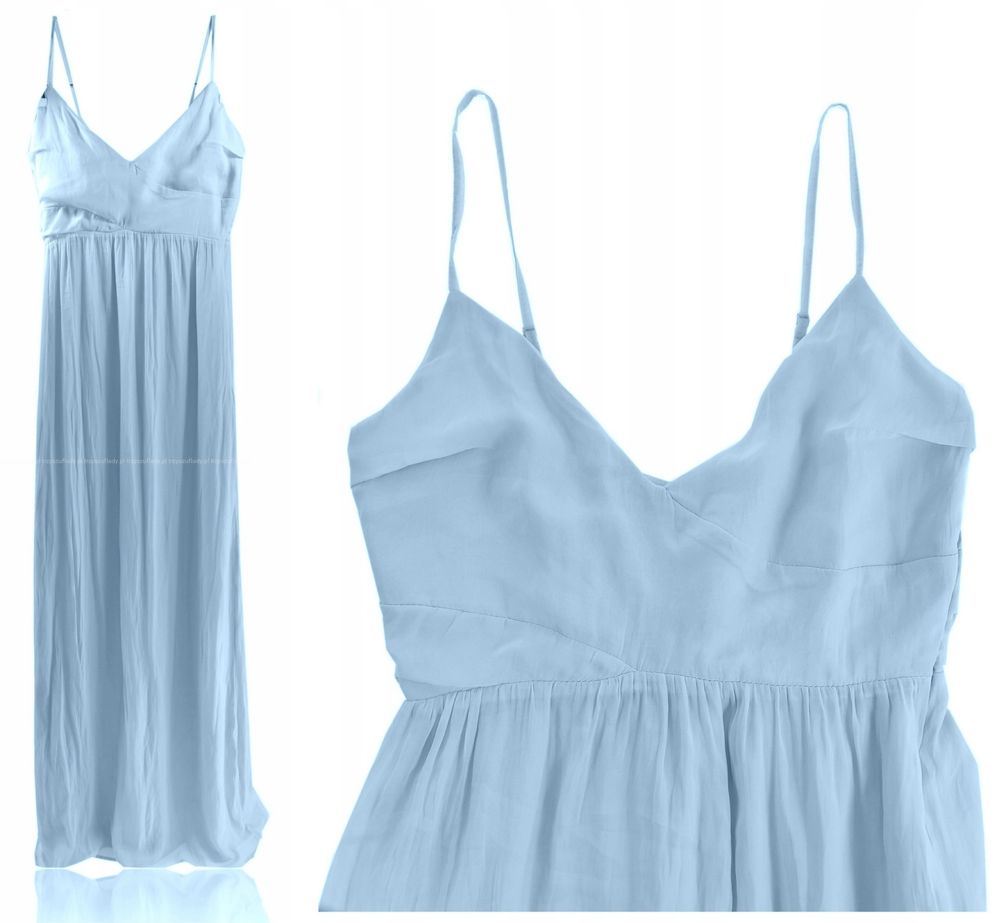 Bershka sukienka zwiewna długa maxi long xs niebieska