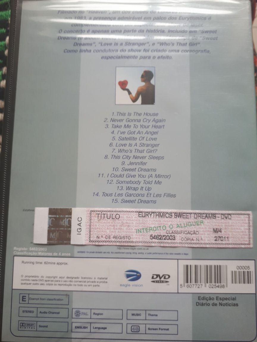 DVD - Eurythmics Sweet Dreams Live in heaven Clube NOVO SELADO