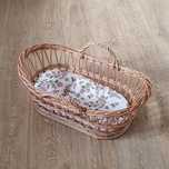Wiklinowy kosz Mojzesza dla lalek +posciel handmade