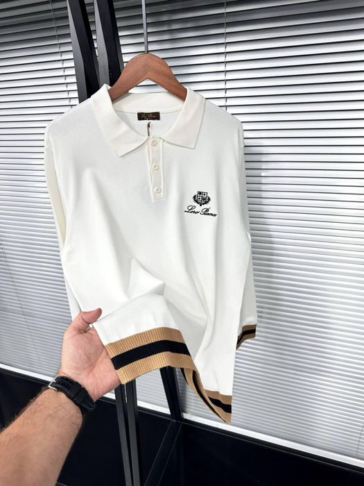 Чоловічий лонг джемпер поло на довгий рукав трикртаж loro piana lp