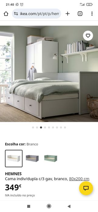 Cama individual/dupla com gavetões