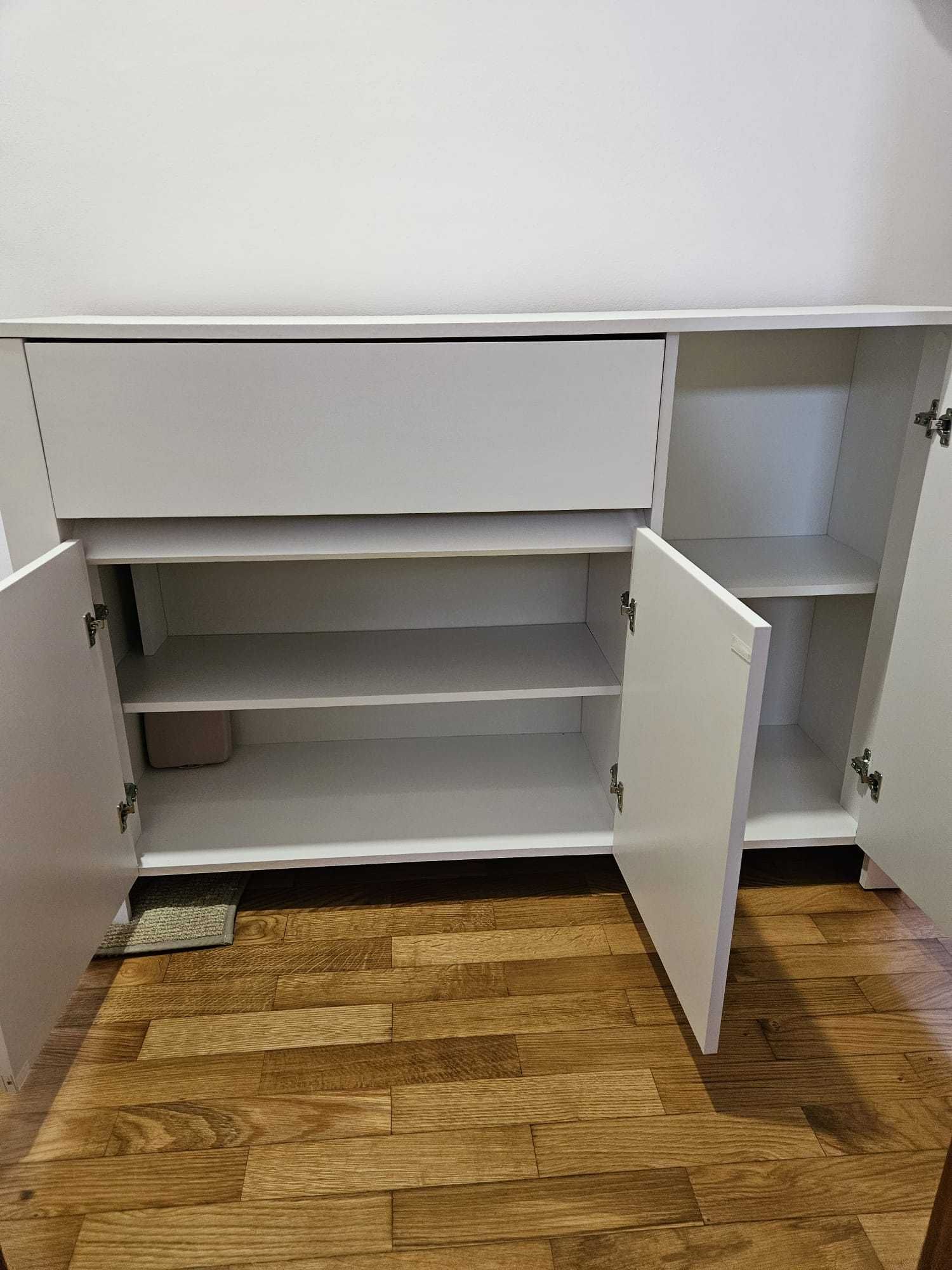 Aparador branco 3 portas + 1 gaveta - para sala ou cozinha (120x81x36)