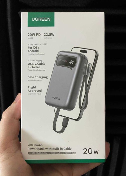 Повербанк UGREEN PB525 20000mAh 22.5W Black (Power Bank) акумулятор