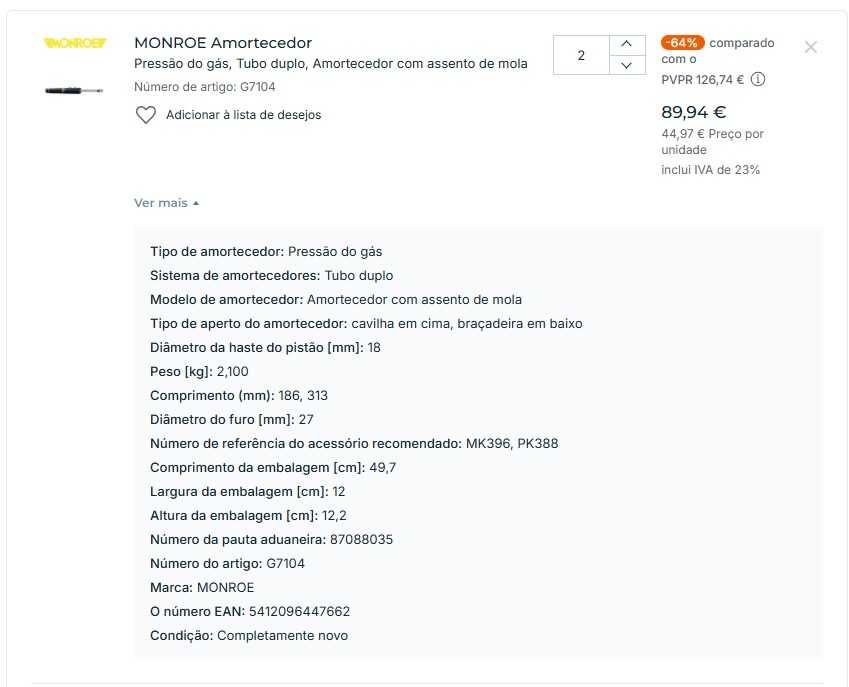 Amortecedor Suporte apoio do conj. Cabeçote do amortecedor -Smart 451