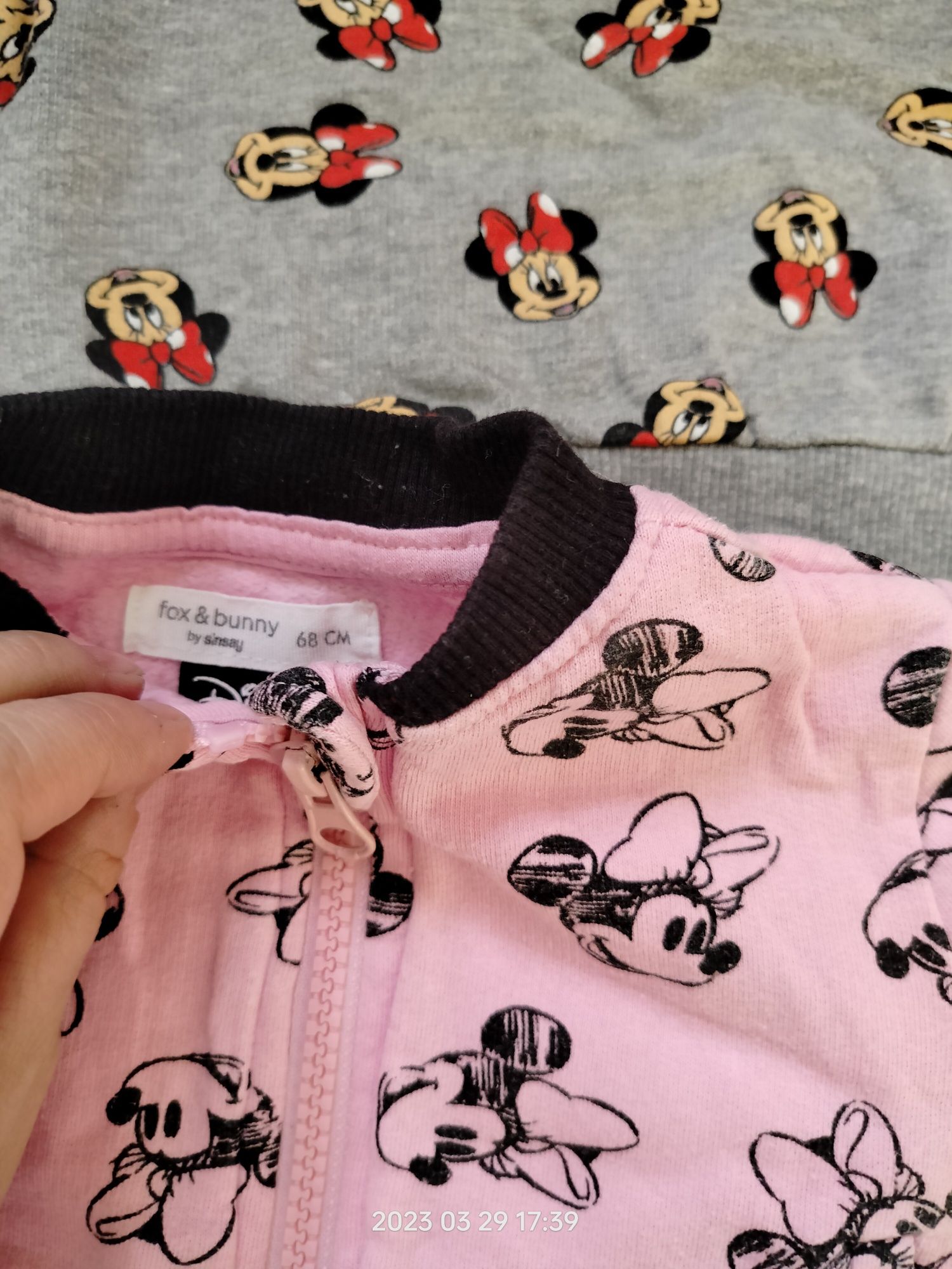 Dwie bluzy dresowe 68 74 Myszka Minnie