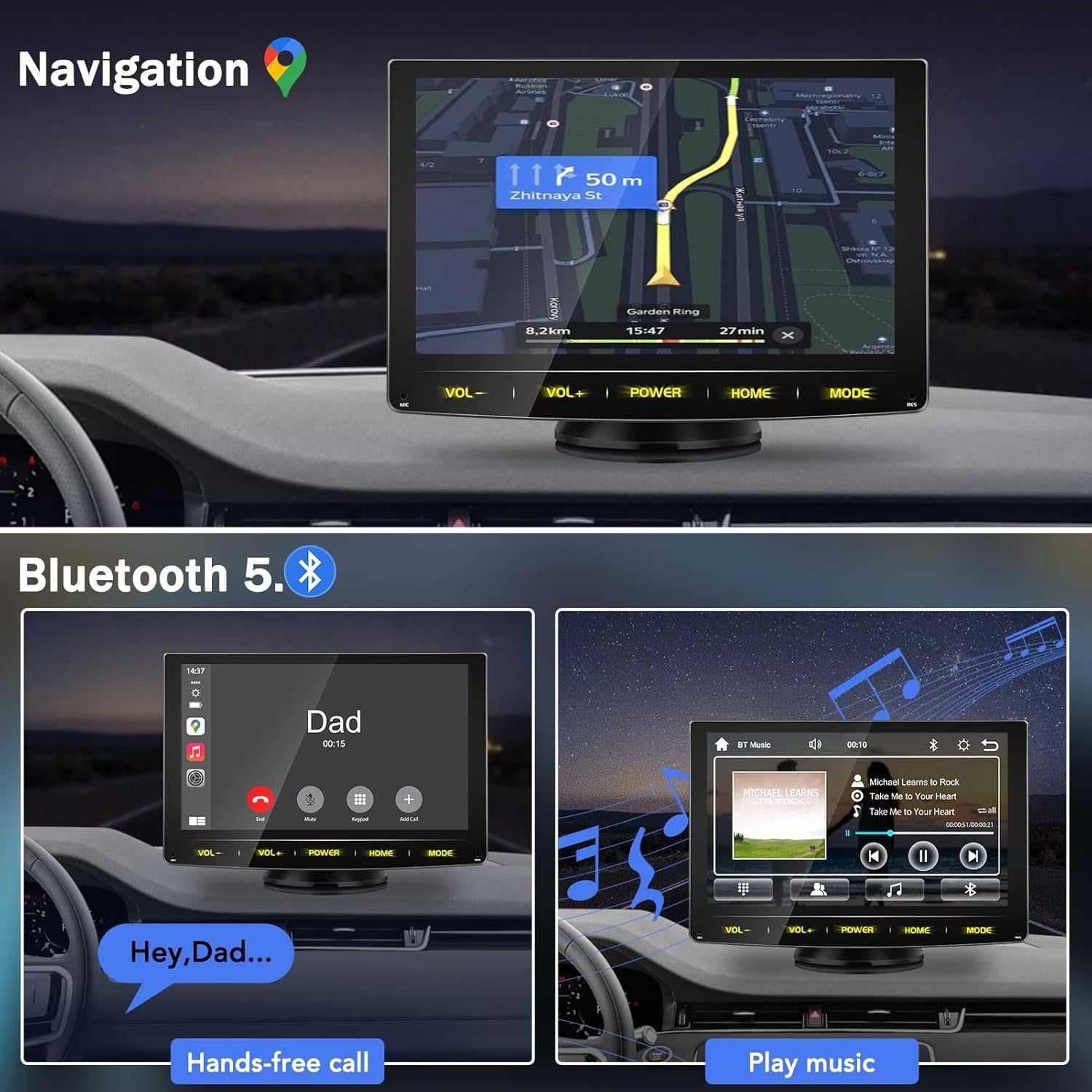 Urvolax UR71C Bezprzewodowy Monitor ANDROID AUTO CARPLAY GPS Airplay
